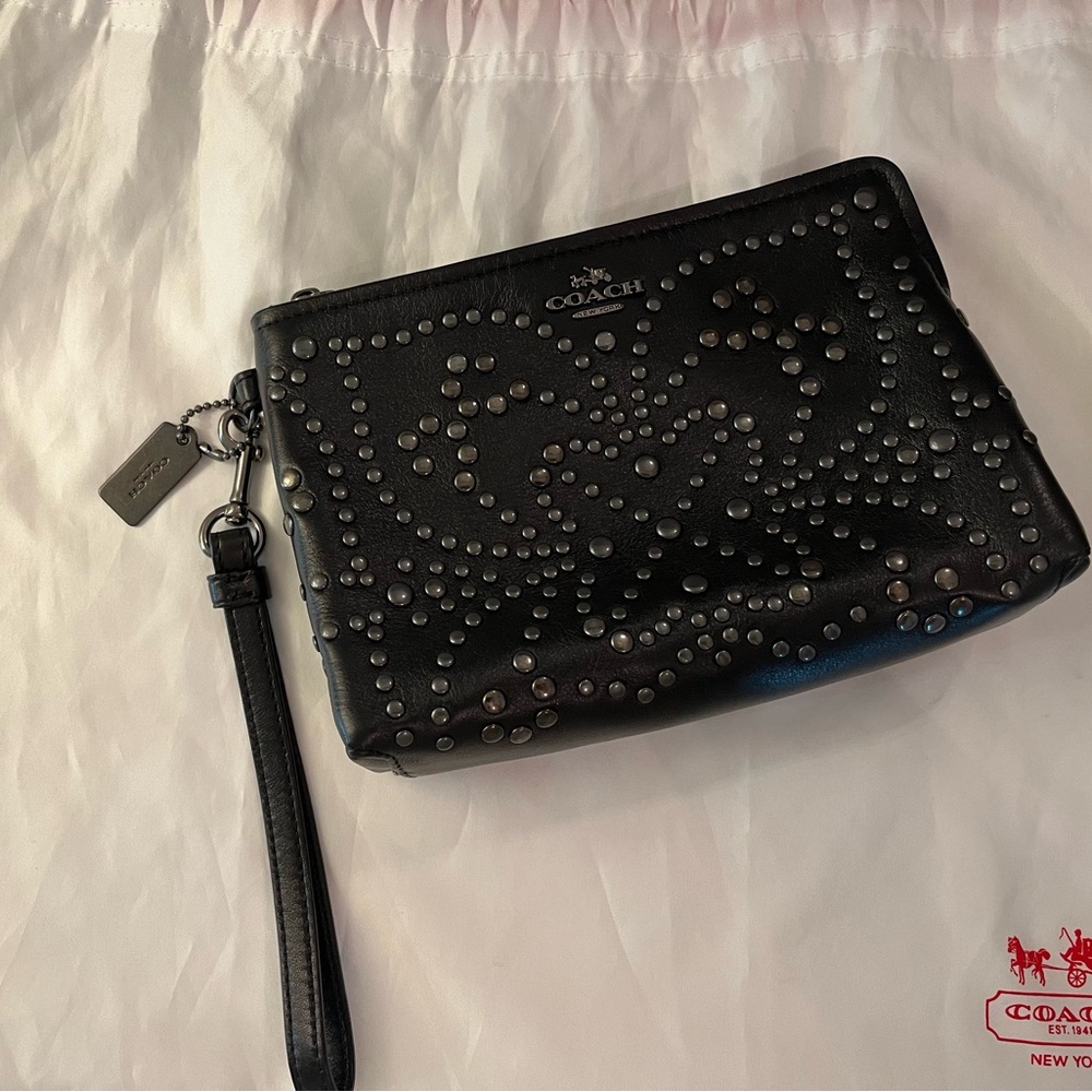 Coach Black Studded Wristlet